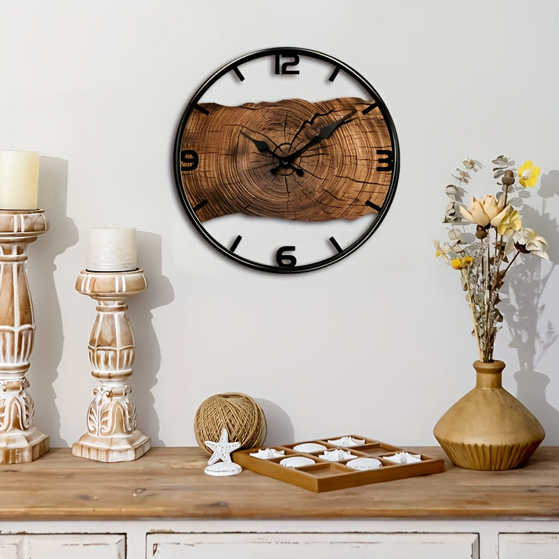 Reloj de pared con diseño rústico de tronco de árbol | Reloj con aspecto de madera natural