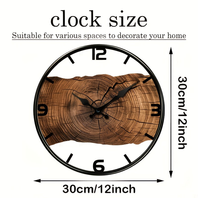 Reloj de pared con diseño rústico de tronco de árbol | Reloj con aspecto de madera natural