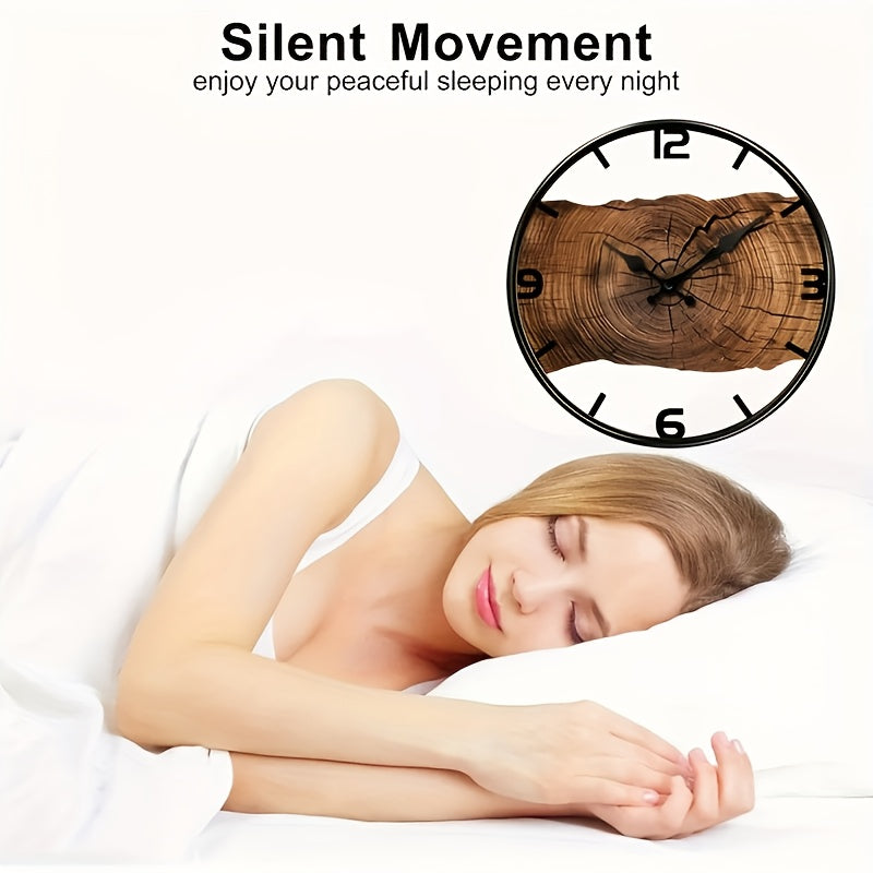 Reloj de pared con diseño rústico de tronco de árbol | Reloj con aspecto de madera natural