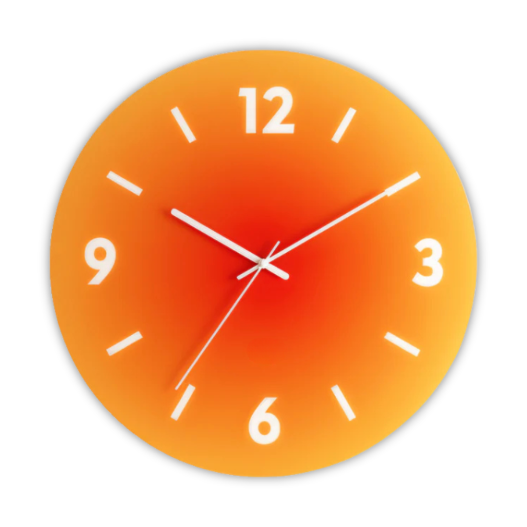 Reloj de pared de cristal Sunset | Diseño moderno con degradado de color