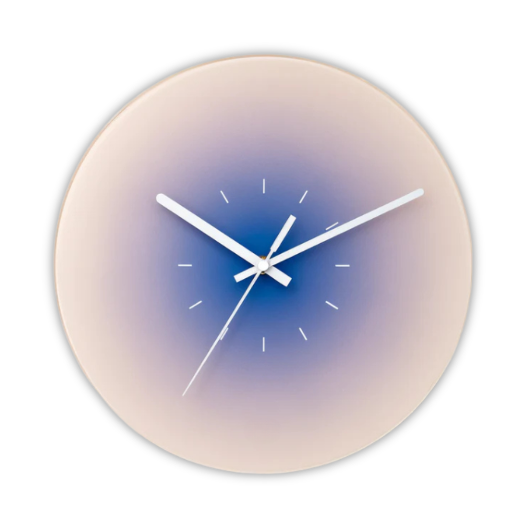 Reloj de pared de cristal Sunset | Diseño moderno con degradado de color