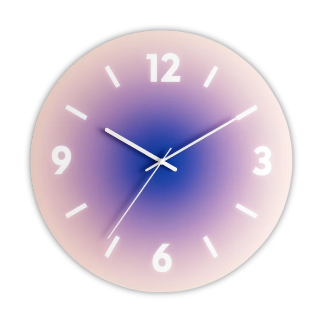 Reloj de pared de cristal Sunset | Diseño moderno con degradado de color