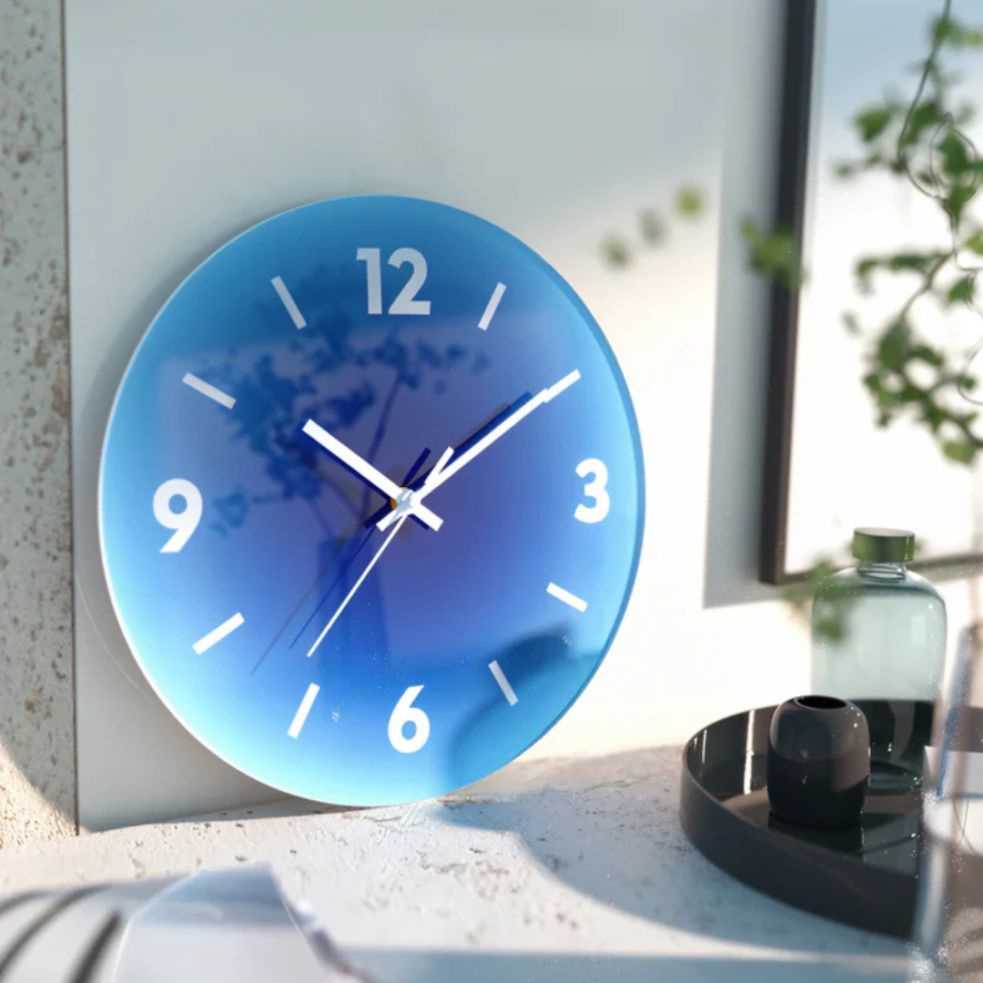 Reloj de pared de cristal Sunset | Diseño moderno con degradado de color