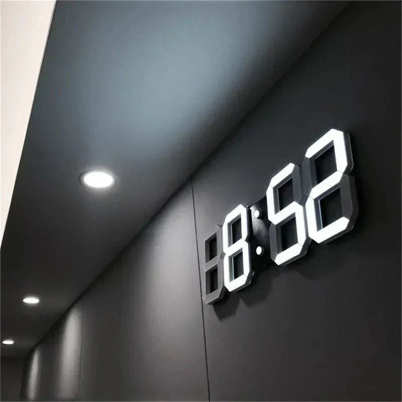 Reloj de pared digital LED 3D: diseño moderno con función de atenuación y visibilidad óptima