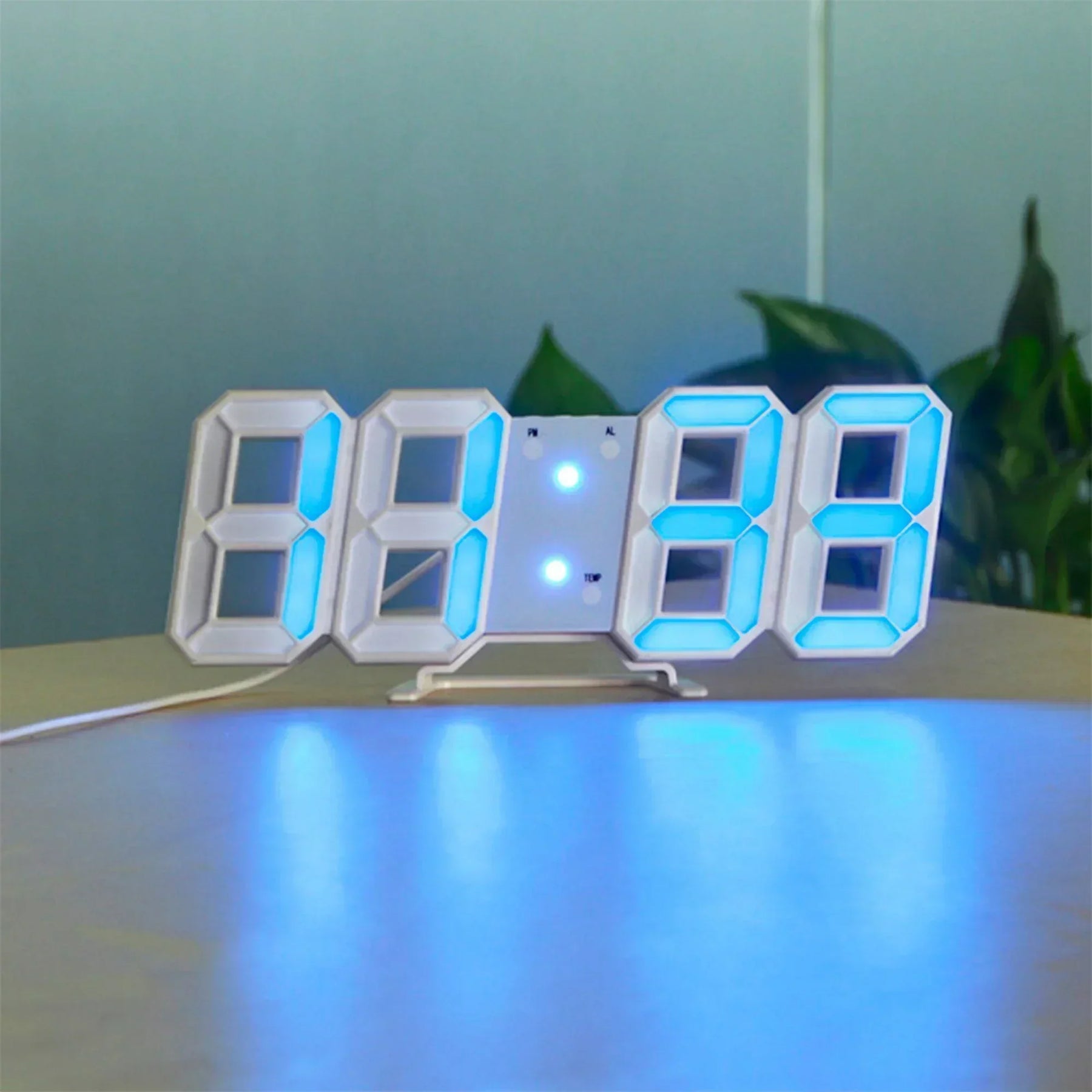 Reloj de pared digital LED 3D: diseño moderno con función de atenuación y visibilidad óptima