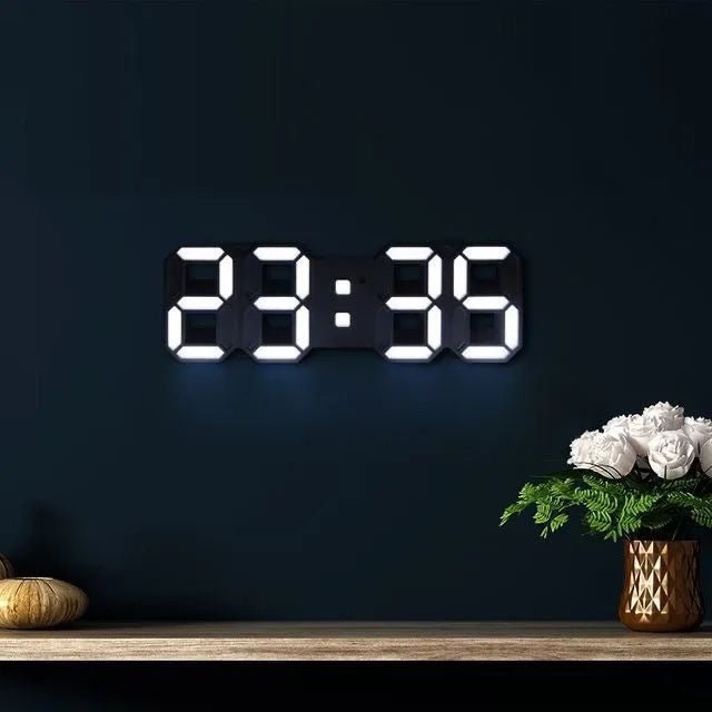 Reloj de pared digital LED 3D: diseño moderno con función de atenuación y visibilidad óptima