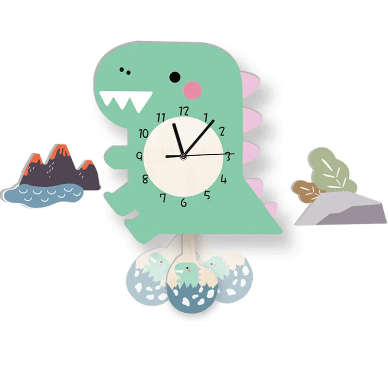 Reloj de Pared Infantil Interactivo con Péndulo y Motivos de Animales - Reloj Infantil Alegre