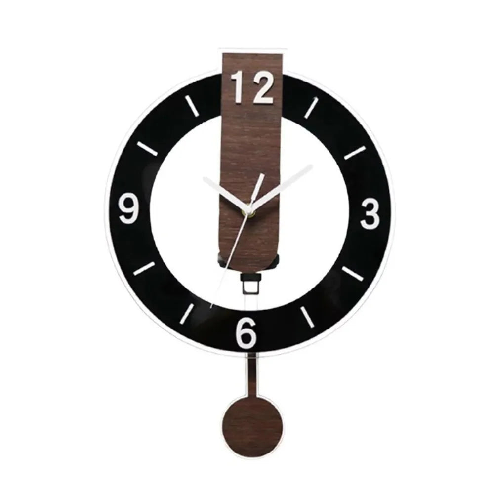 Reloj de Pared Minimalista con Péndulo - Diseño Moderno de Acrílico y Madera