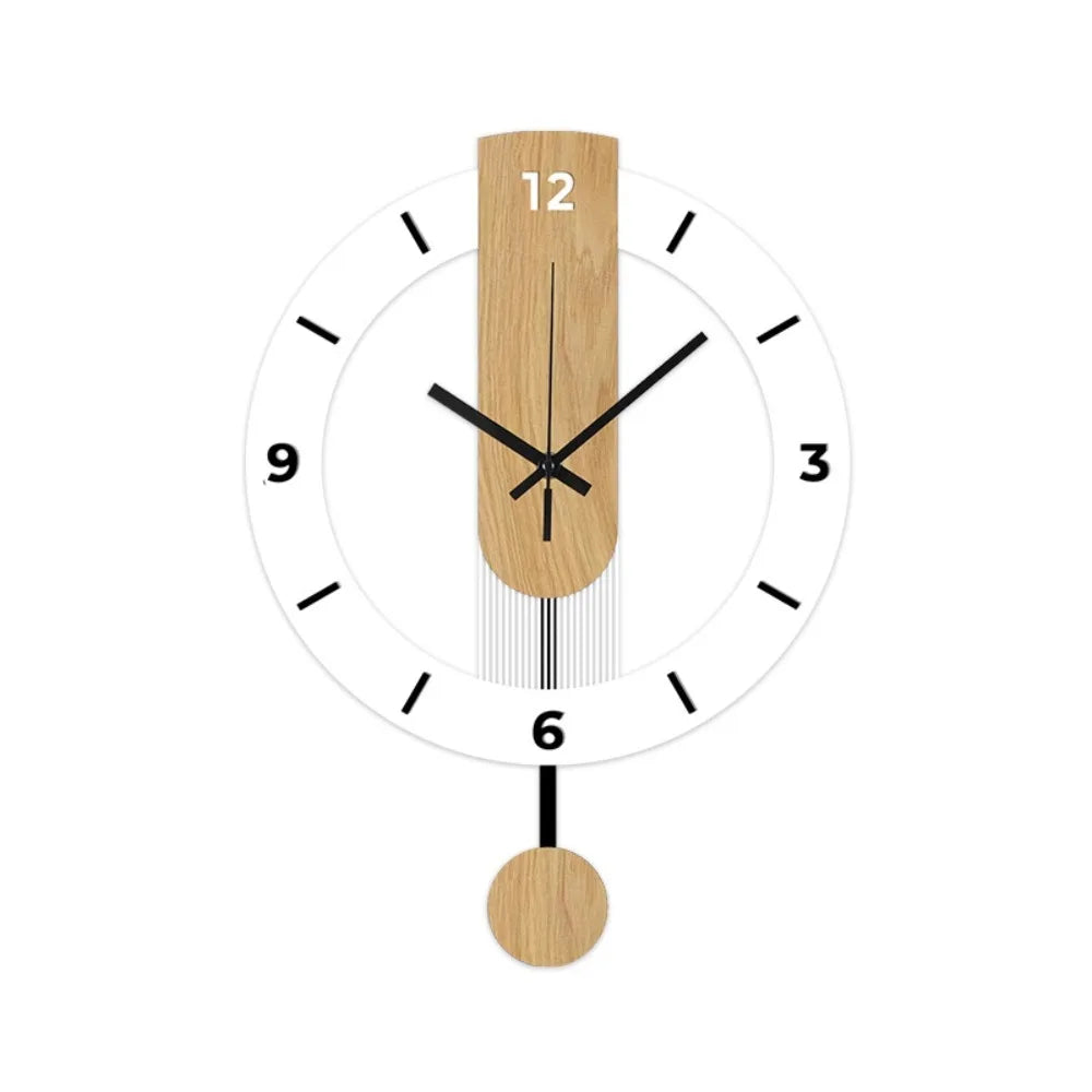 Reloj de Pared Minimalista con Péndulo - Diseño Moderno de Acrílico y Madera