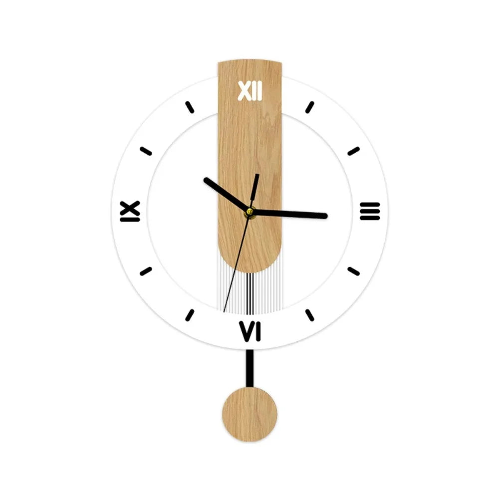 Reloj de Pared Minimalista con Péndulo - Diseño Moderno de Acrílico y Madera