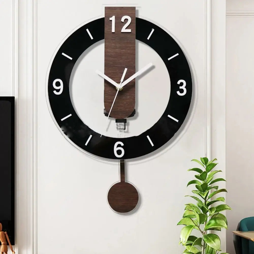 Reloj de Pared Minimalista con Péndulo - Diseño Moderno de Acrílico y Madera