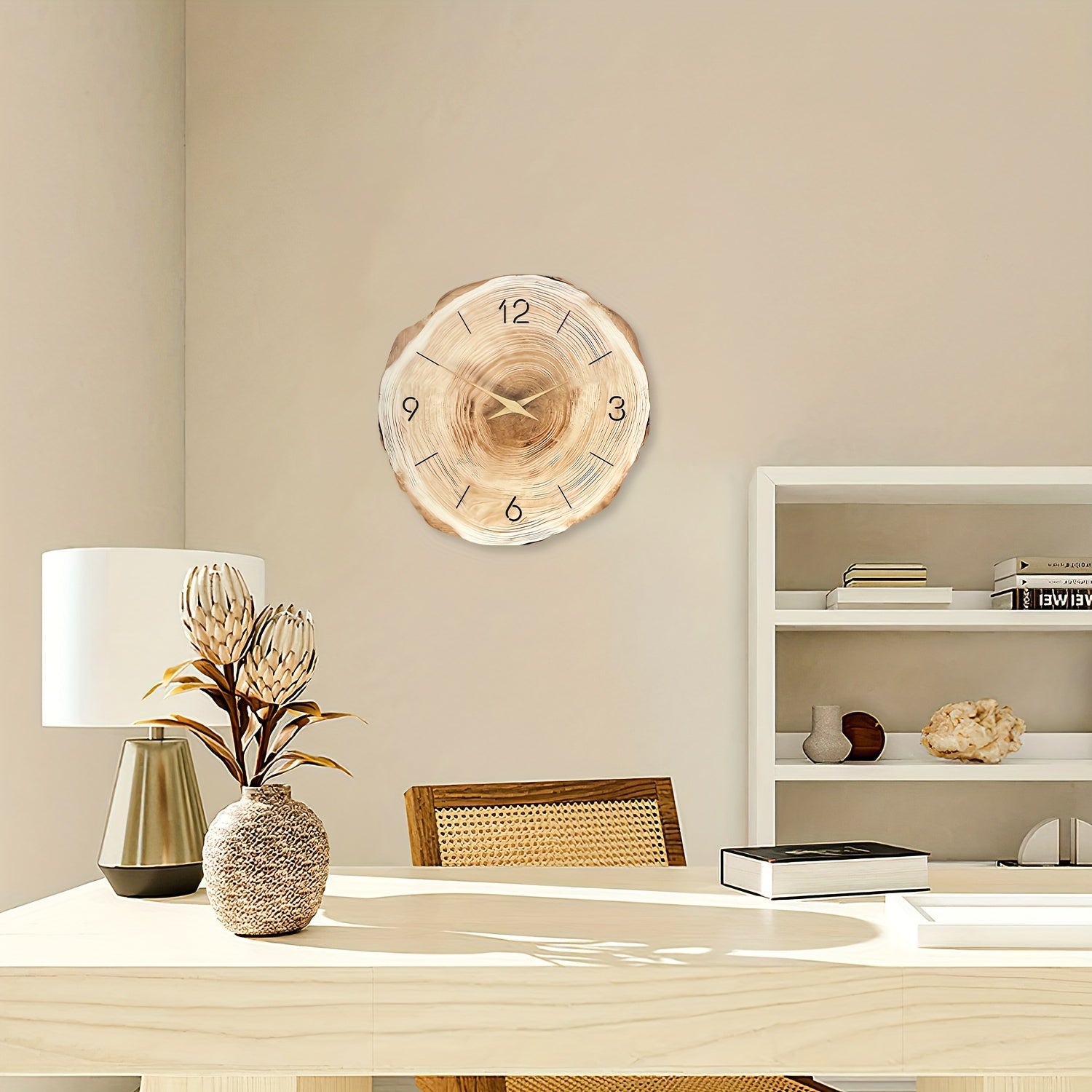 Reloj de pared silencioso de madera Dandy - Textura realista