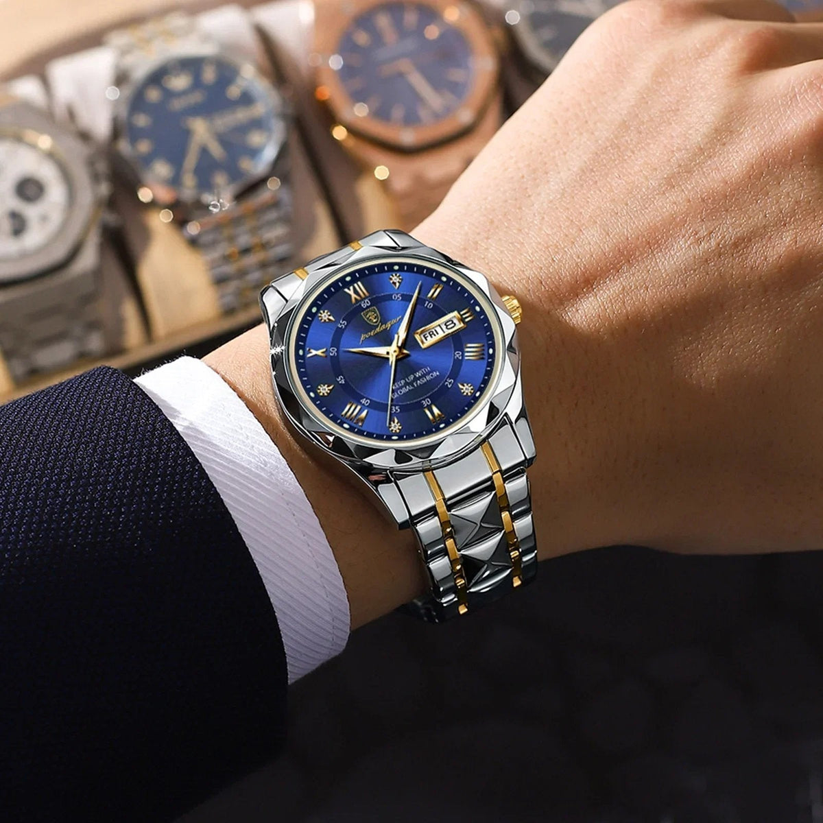 Reloj de pulsera de lujo resistente al agua para hombre con función luminosa