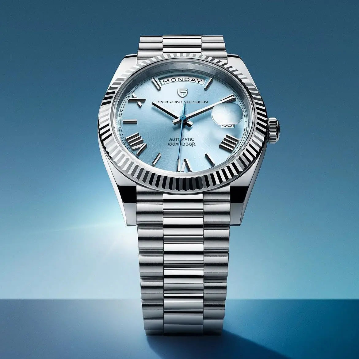 Reloj de pulsera para hombre elegante con movimiento automático e indicador de fecha