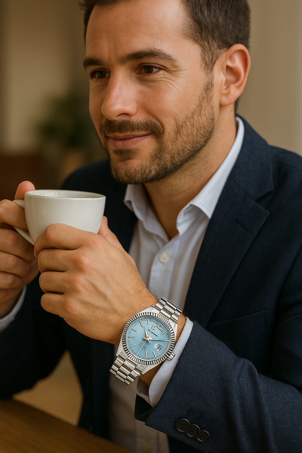 Reloj de pulsera para hombre elegante con movimiento automático e indicador de fecha