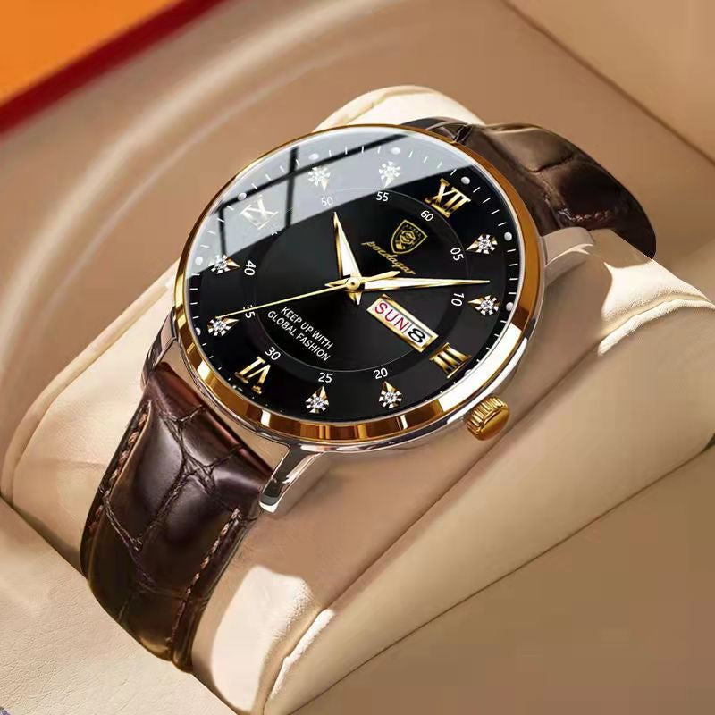 Reloj de pulsera para hombre resistente al agua en acero inoxidable con agujas luminosas