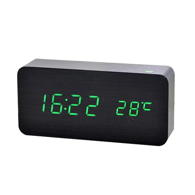 Reloj Despertador Digital de Madera | Pantalla LED, Funcionamiento Silencioso