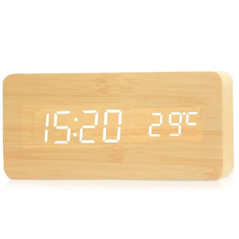 Reloj Despertador Digital de Madera | Pantalla LED, Funcionamiento Silencioso