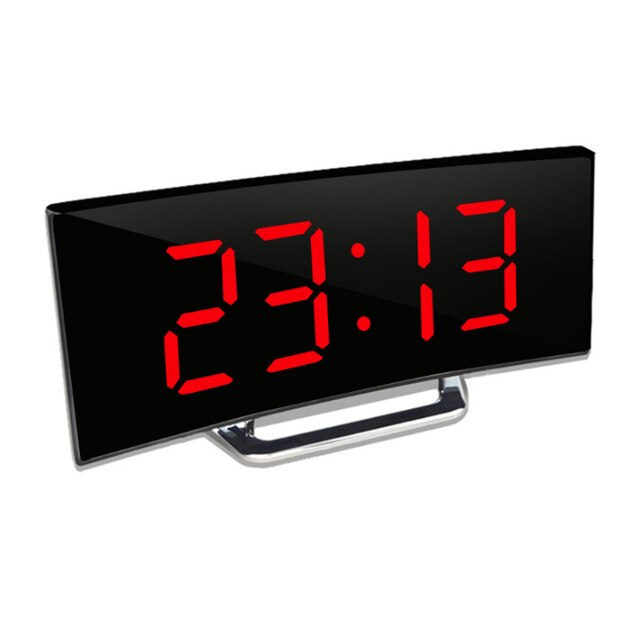 Reloj Despertador Digital LED de Espejo Curvo con Atenuación Automática y Sin Deslumbramientos