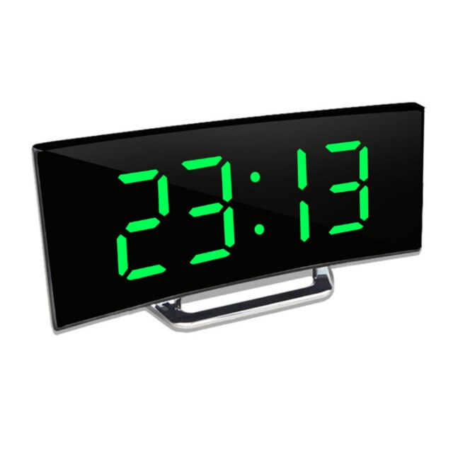 Reloj Despertador Digital LED de Espejo Curvo con Atenuación Automática y Sin Deslumbramientos