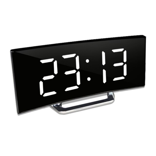 Reloj Despertador Digital LED de Espejo Curvo con Atenuación Automática y Sin Deslumbramientos