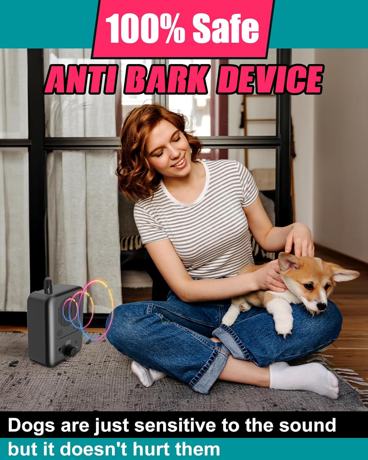 Repelente antiladridos ultrasónico recargable para perros con alcance de 15 metros