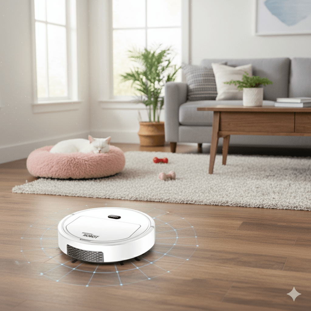Robot aspirador inteligente con limpieza ultrasilenciosa y filtración HEPA