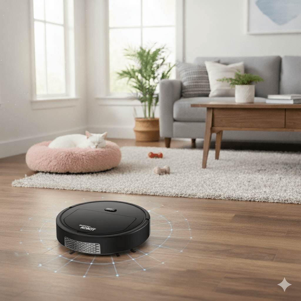 Robot aspirador inteligente con limpieza ultrasilenciosa y filtración HEPA