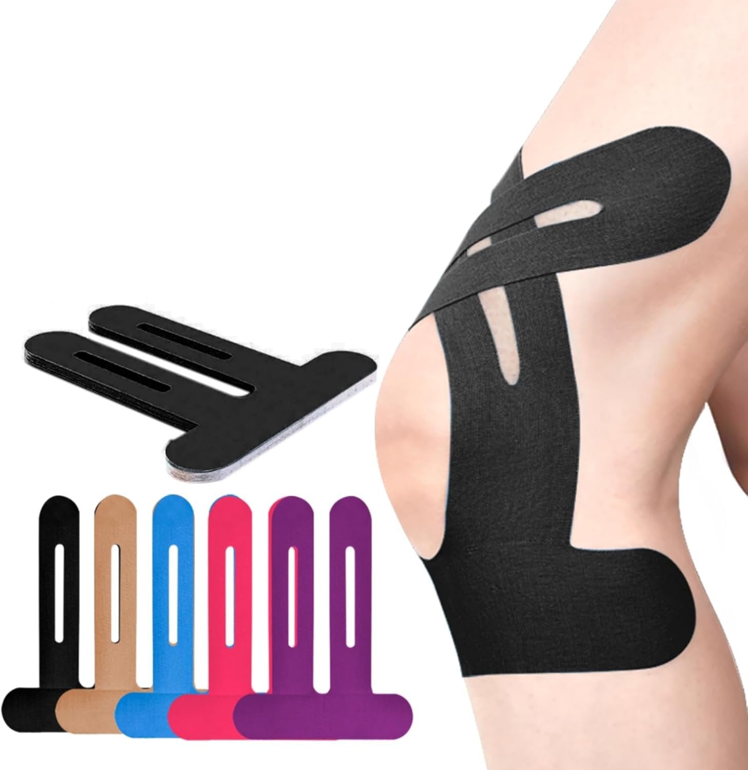 Rodillera | Cinta kinesiológica precortada | Soporte de rodilla transpirable