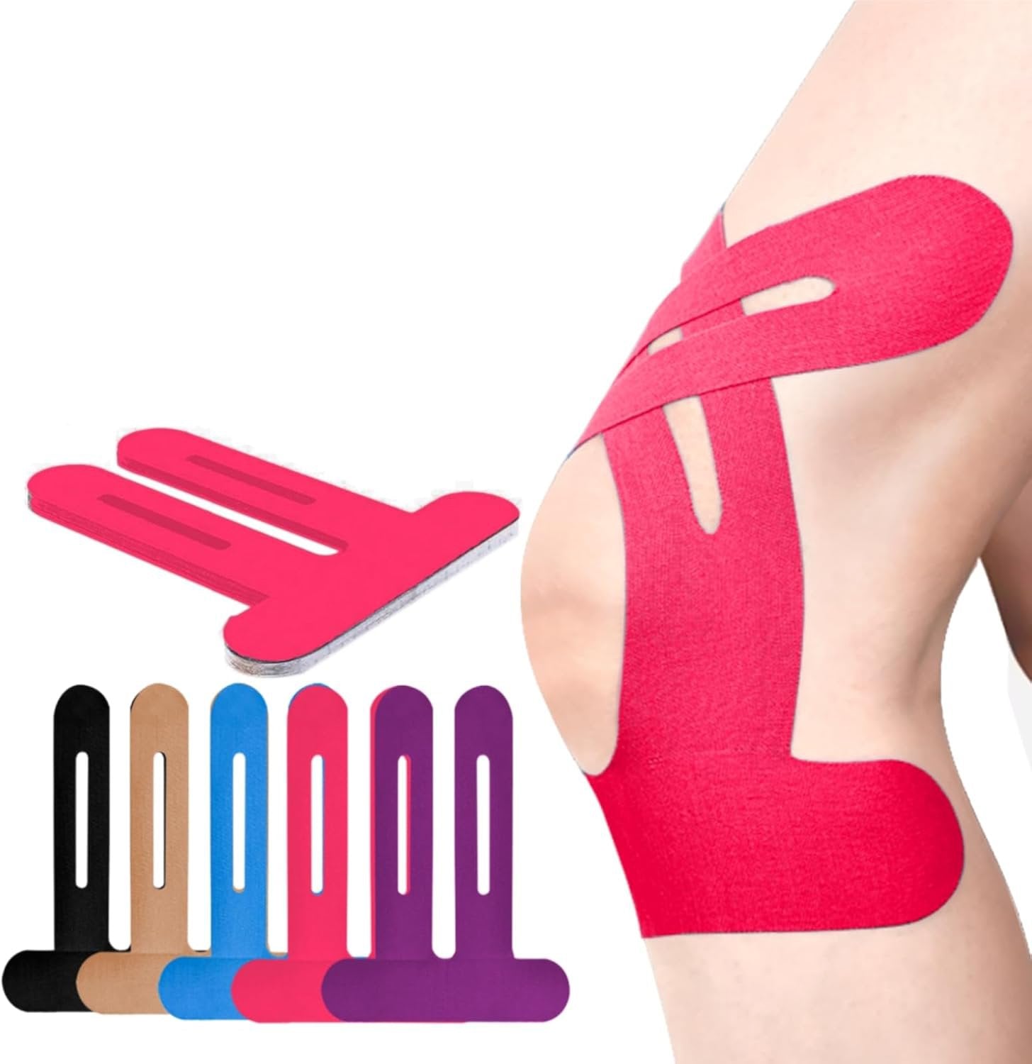 Rodillera | Cinta kinesiológica precortada | Soporte de rodilla transpirable