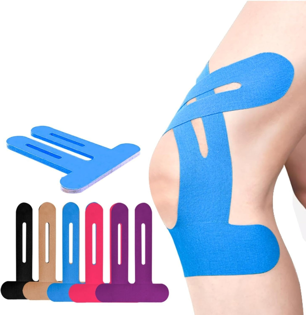 Rodillera | Cinta kinesiológica precortada | Soporte de rodilla transpirable