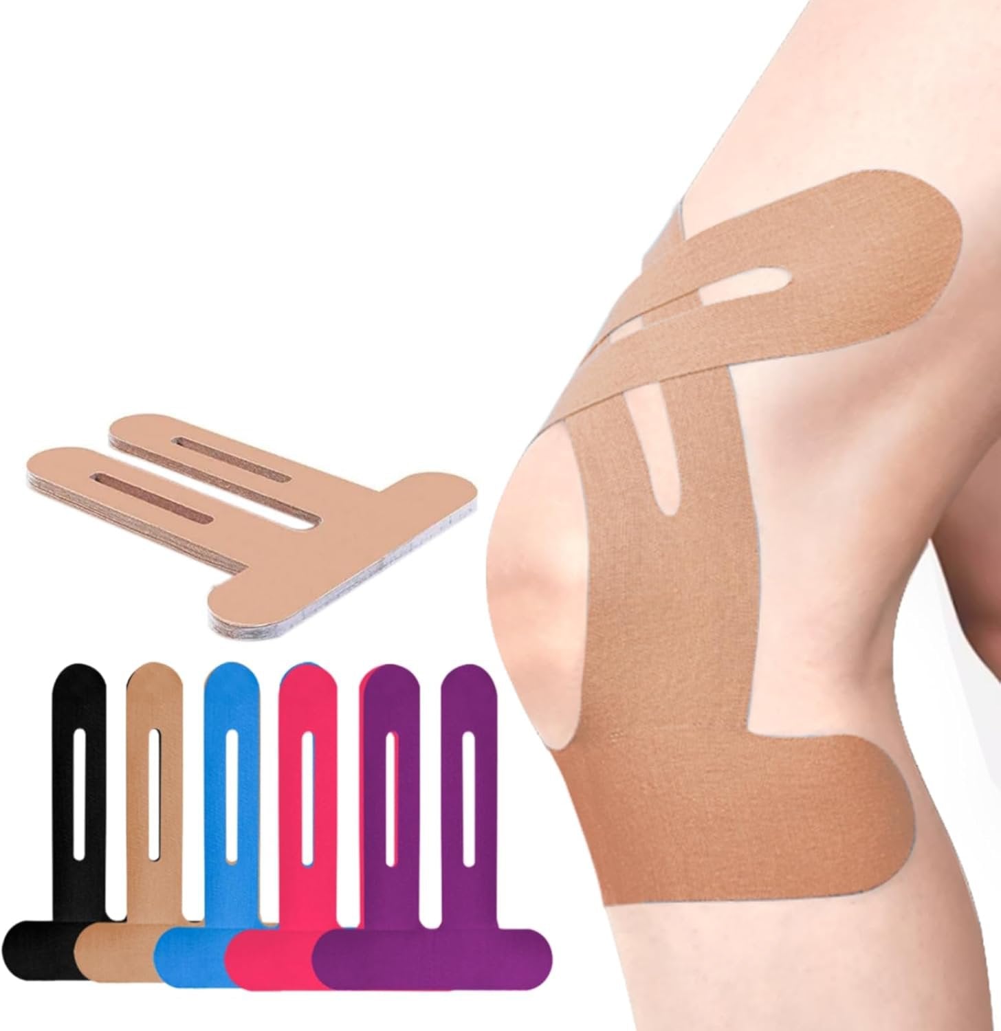 Rodillera | Cinta kinesiológica precortada | Soporte de rodilla transpirable