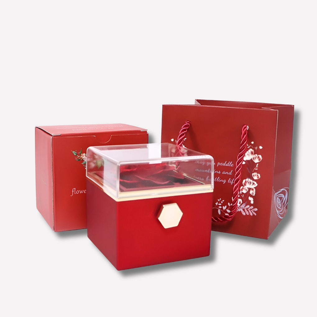 Rosa eterna con collar y grabado personalizado