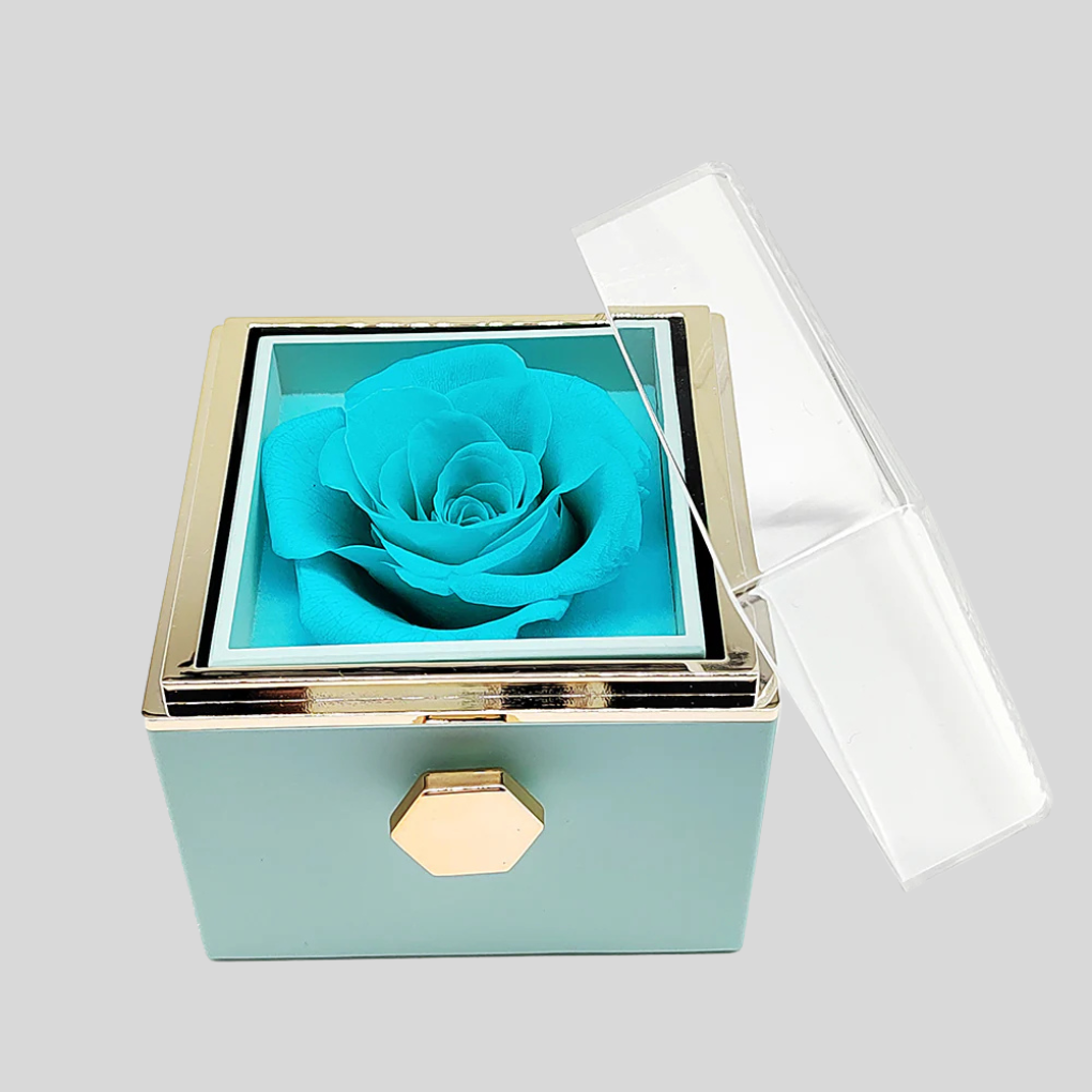 Rosa eterna con collar y grabado personalizado