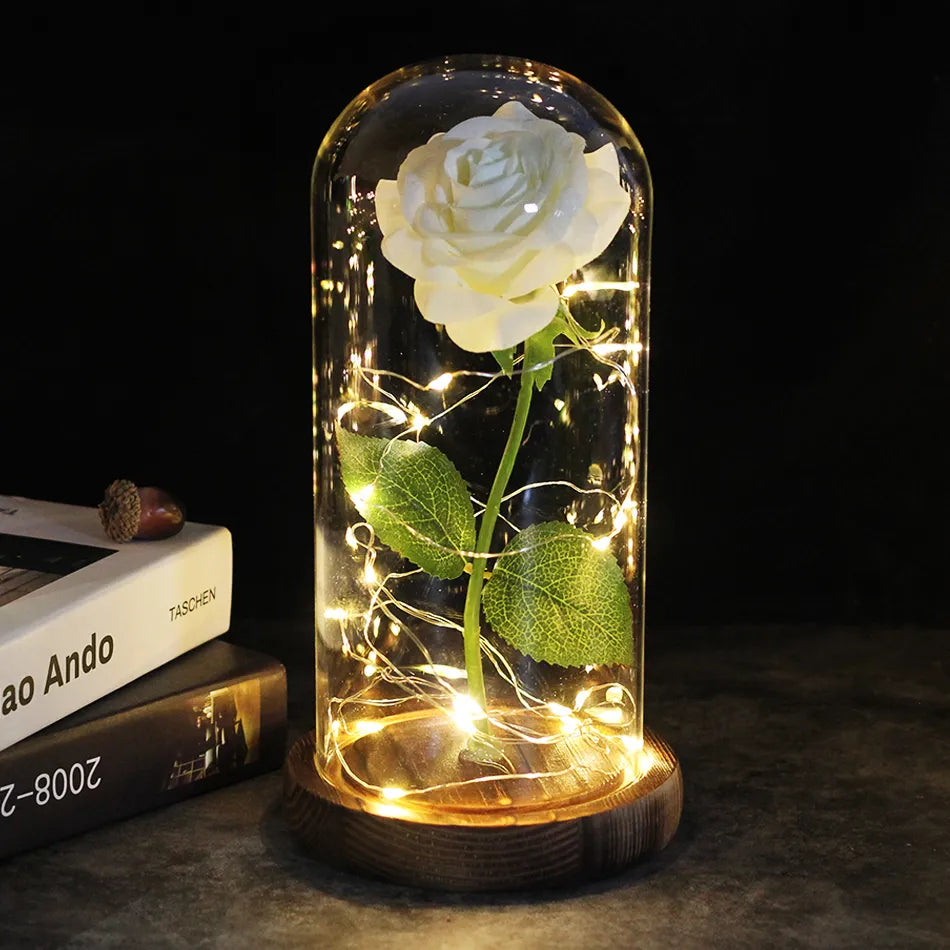 Rosa Eterna con Luz | Un Regalo Atemporal de Calidez y Amor