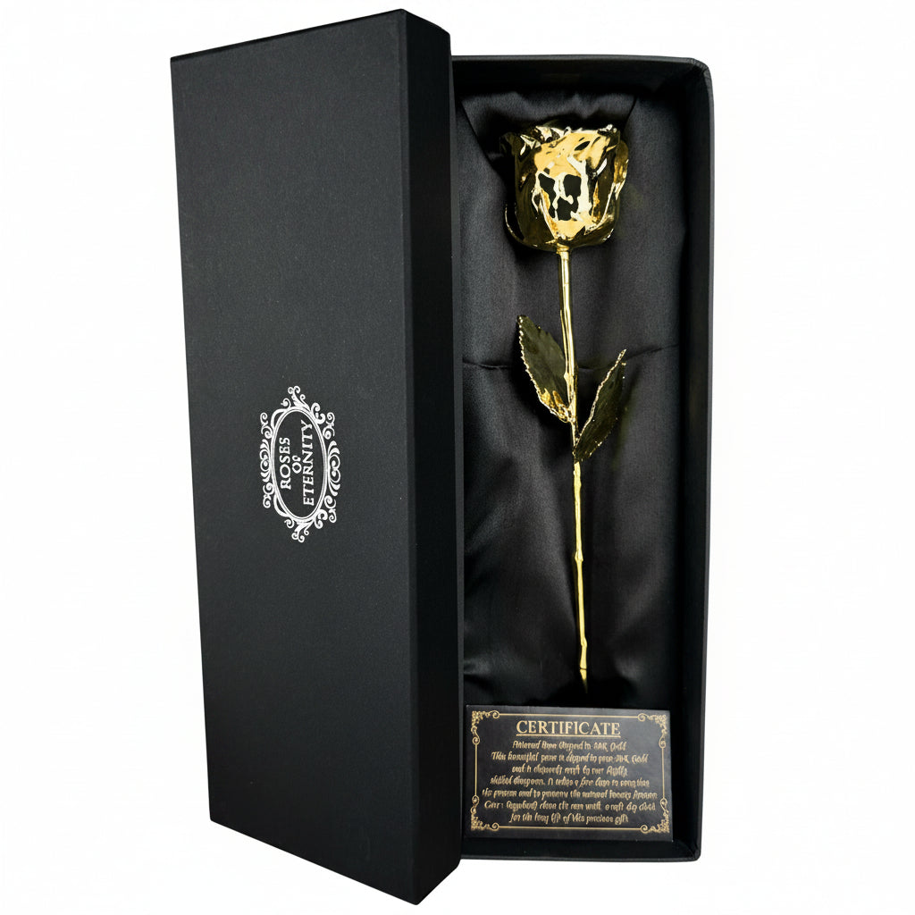 Rosa Natural Bañada en Oro de 24K - Preservada como Regalo de Amor Eterno