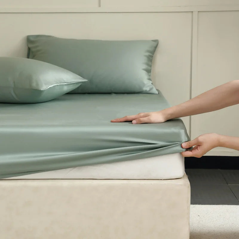 Sábana Bajera de Seda de Morera | Transpirable | Hipoalergénica | Ropa de Cama de Lujo para el Hogar