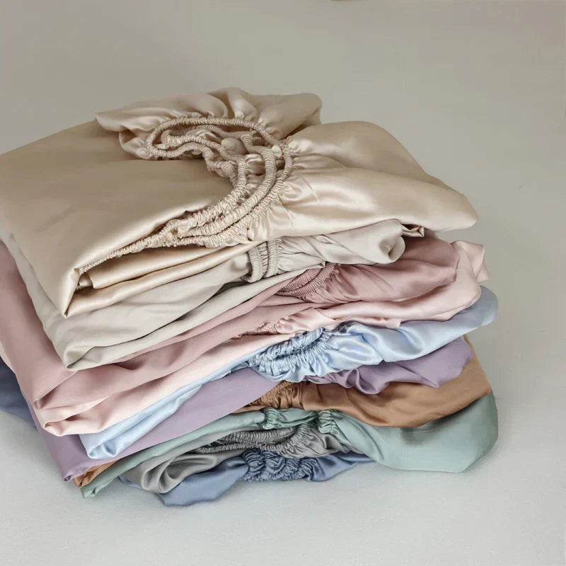 Sábana Bajera de Seda de Morera | Transpirable | Hipoalergénica | Ropa de Cama de Lujo para el Hogar