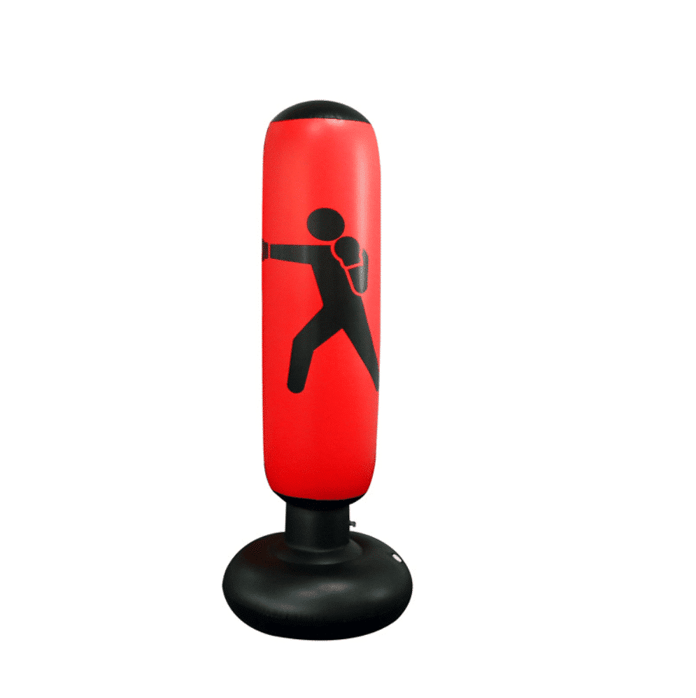 Saco de boxeo inflable en rojo, amarillo o negro (apto para toda la familia)