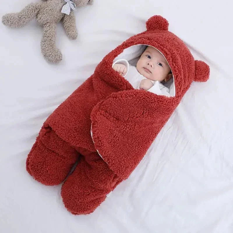 Saco de dormir infantil – Manta polar de invierno con diseño de osito
