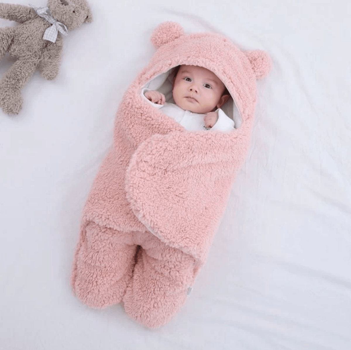 Saco de dormir infantil – Manta polar de invierno con diseño de osito