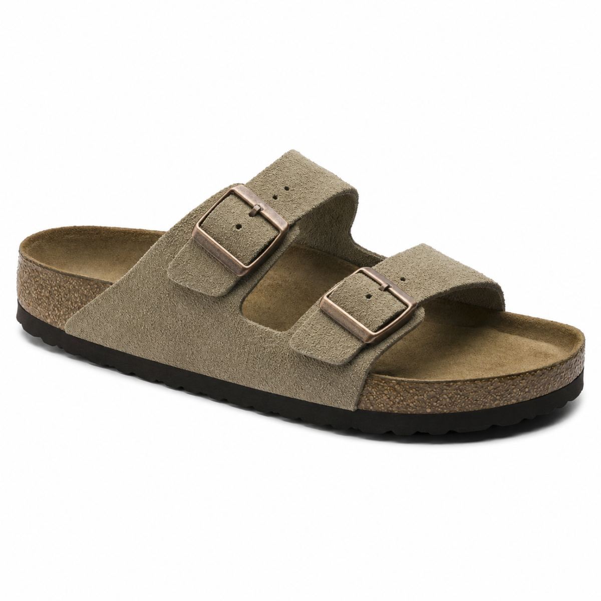 Sandalias Casuales de Ante en Color Topo con Plantilla Anatómica Blanda