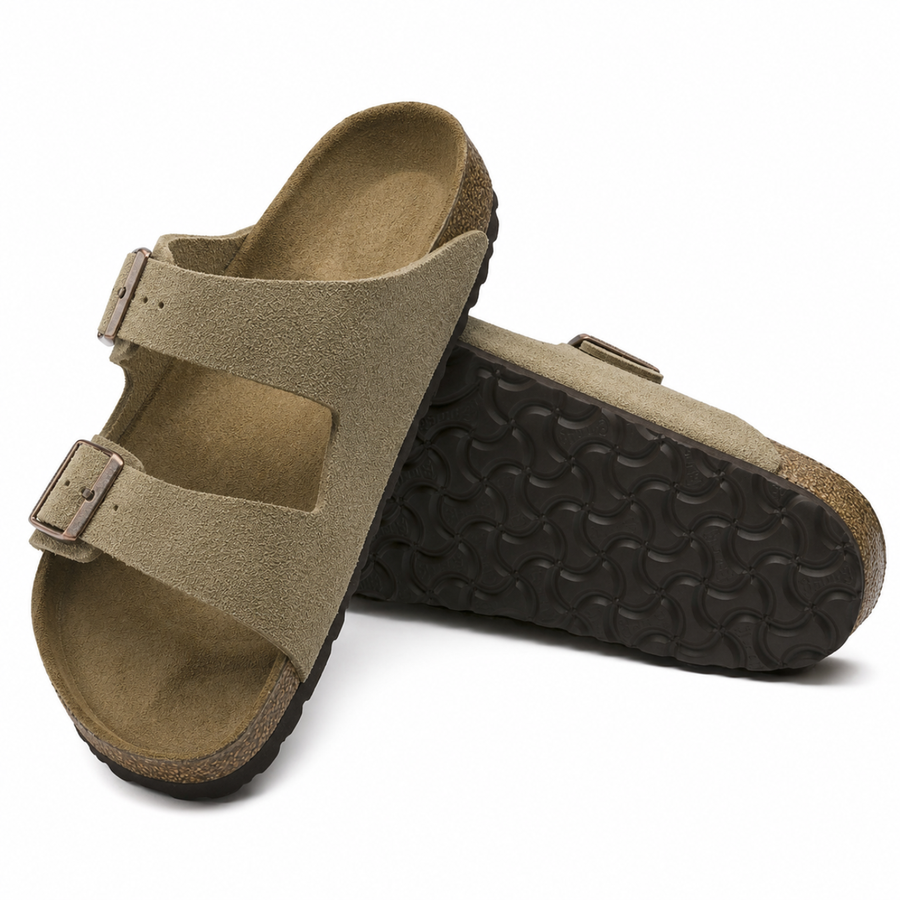 Sandalias Casuales de Ante en Color Topo con Plantilla Anatómica Blanda