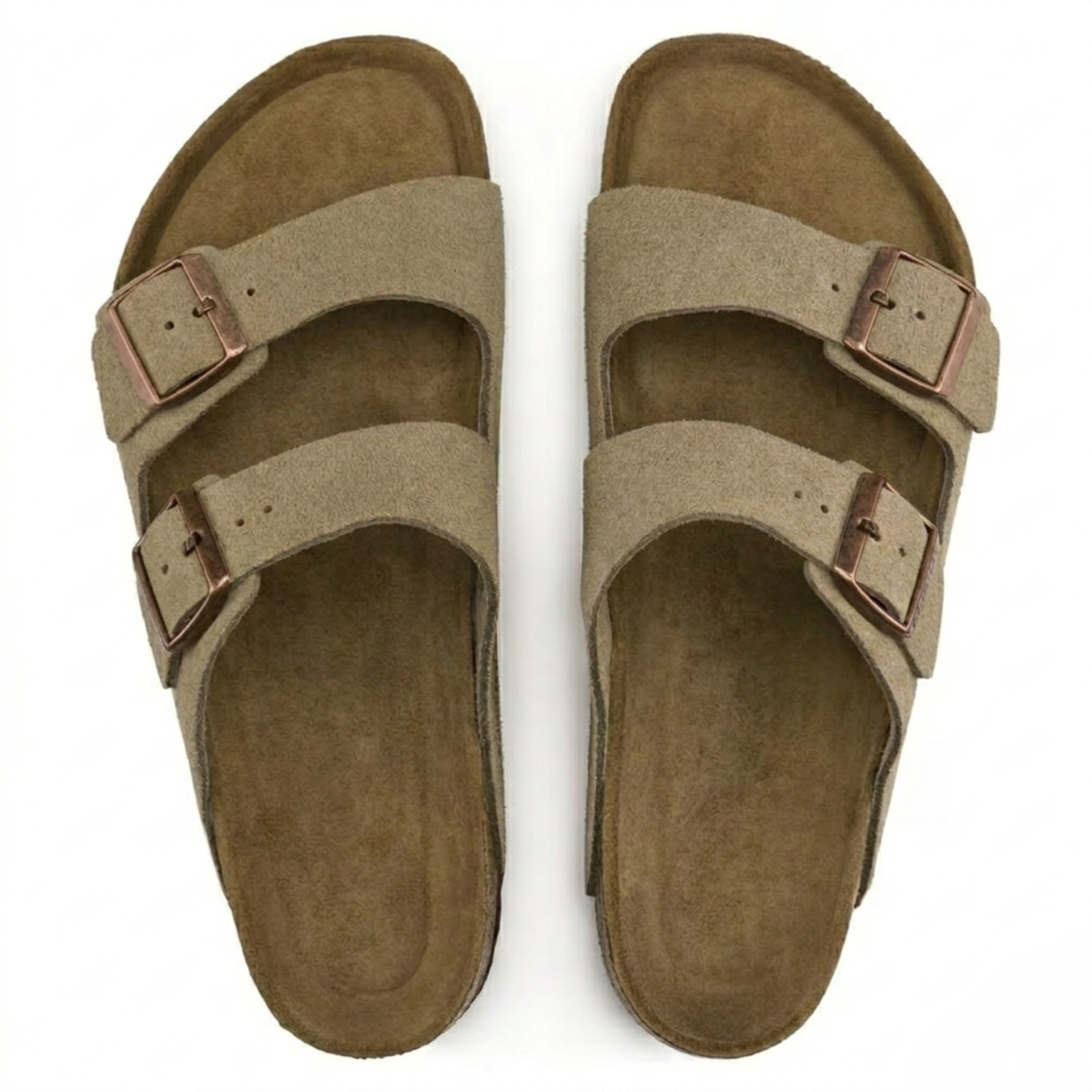 Sandalias Casuales de Ante en Color Topo con Plantilla Anatómica Blanda