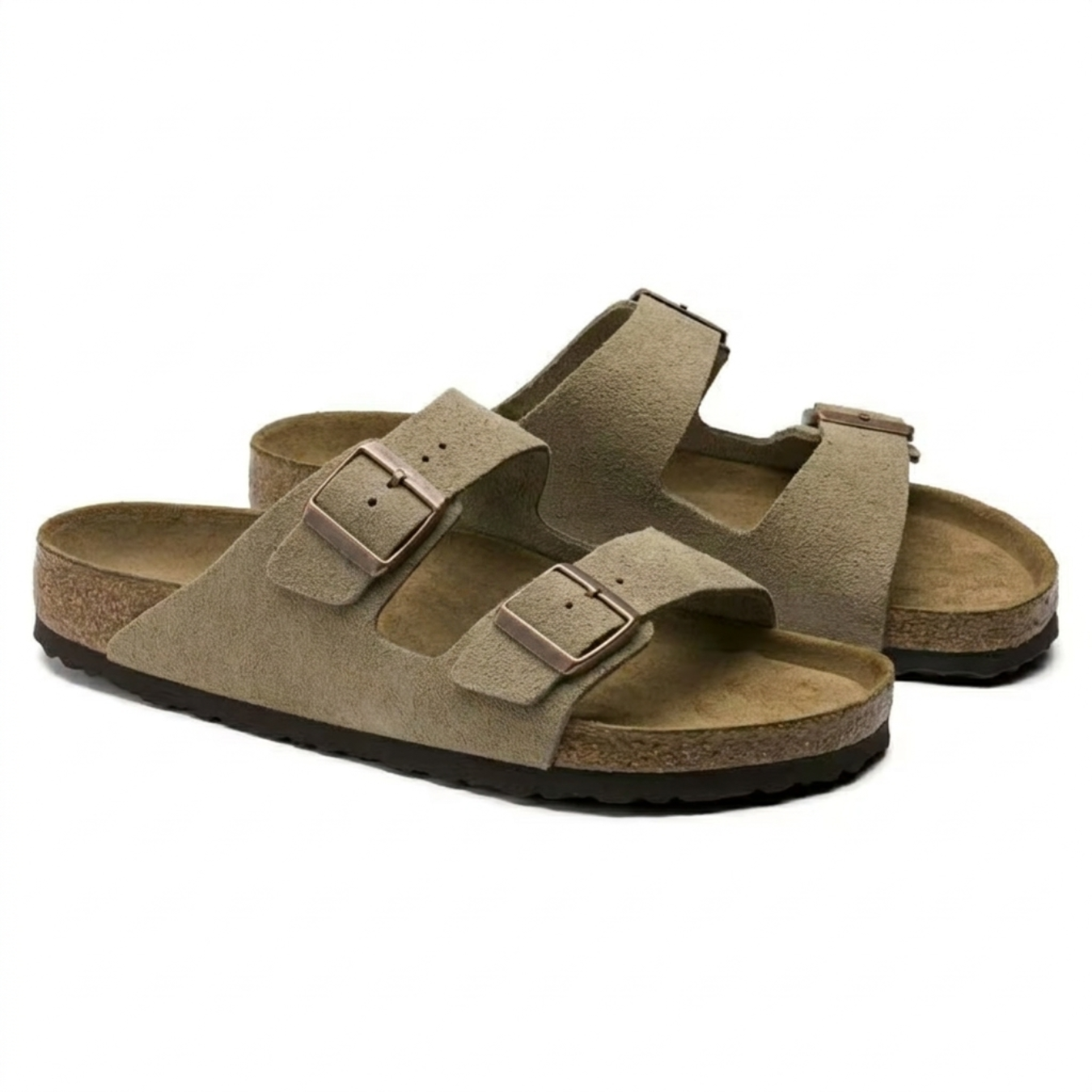 Sandalias Casuales de Ante en Color Topo con Plantilla Anatómica Blanda