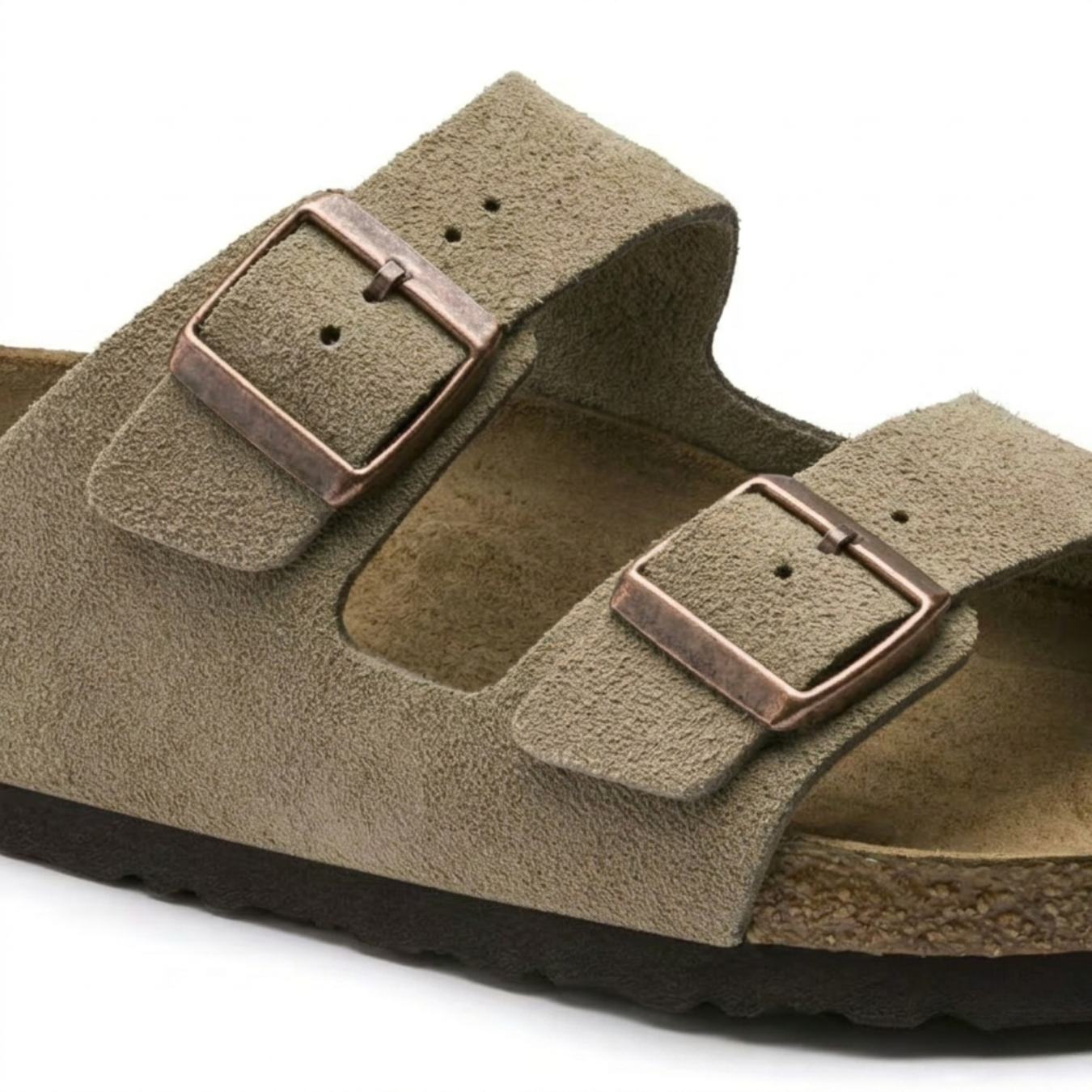 Sandalias Casuales de Ante en Color Topo con Plantilla Anatómica Blanda