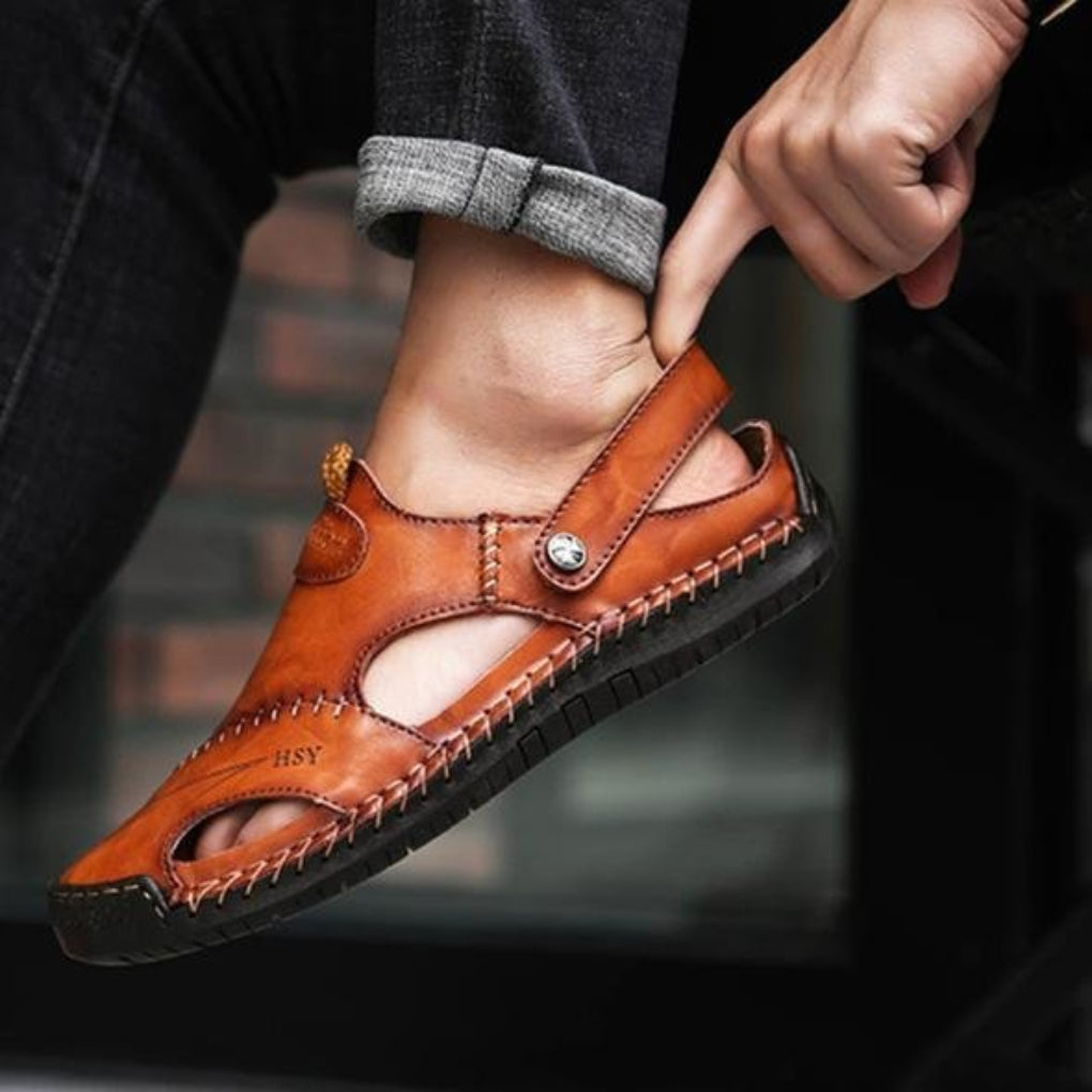 Sandalias de cuero transpirables para hombre