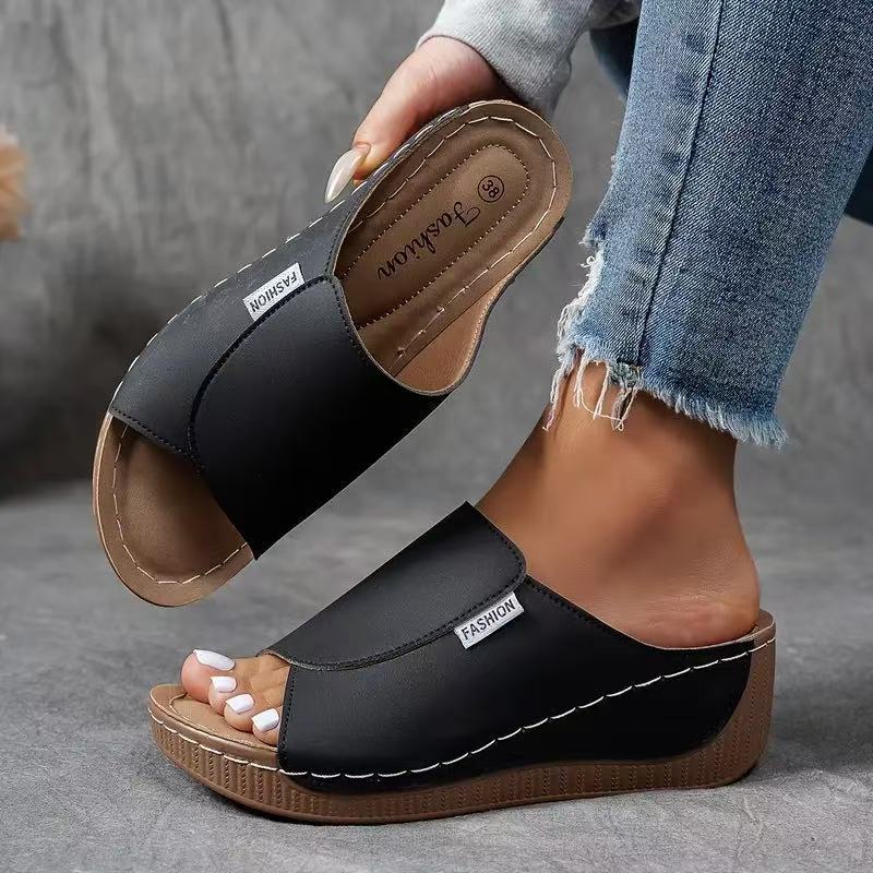 Sandalias destalonadas con cuña para mujer