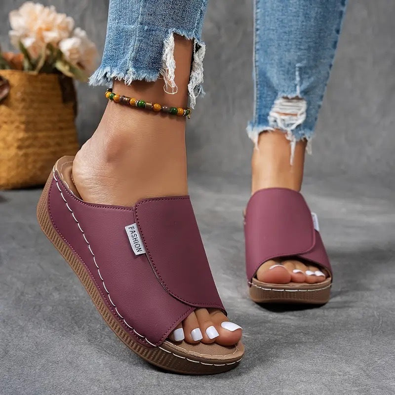 Sandalias destalonadas con cuña para mujer