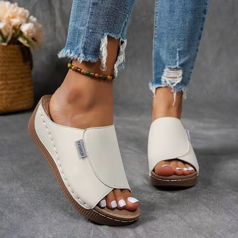 Sandalias destalonadas con cuña para mujer